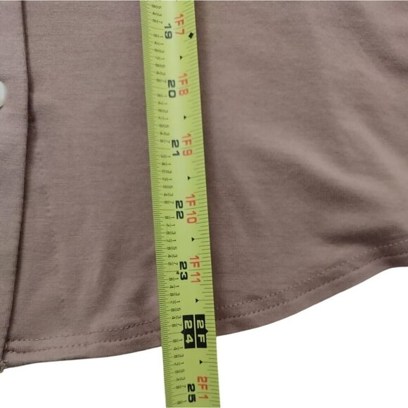 Women's short sleeve button down pajama set with pants in brown, size XS, NWT - Picture 6 of 8